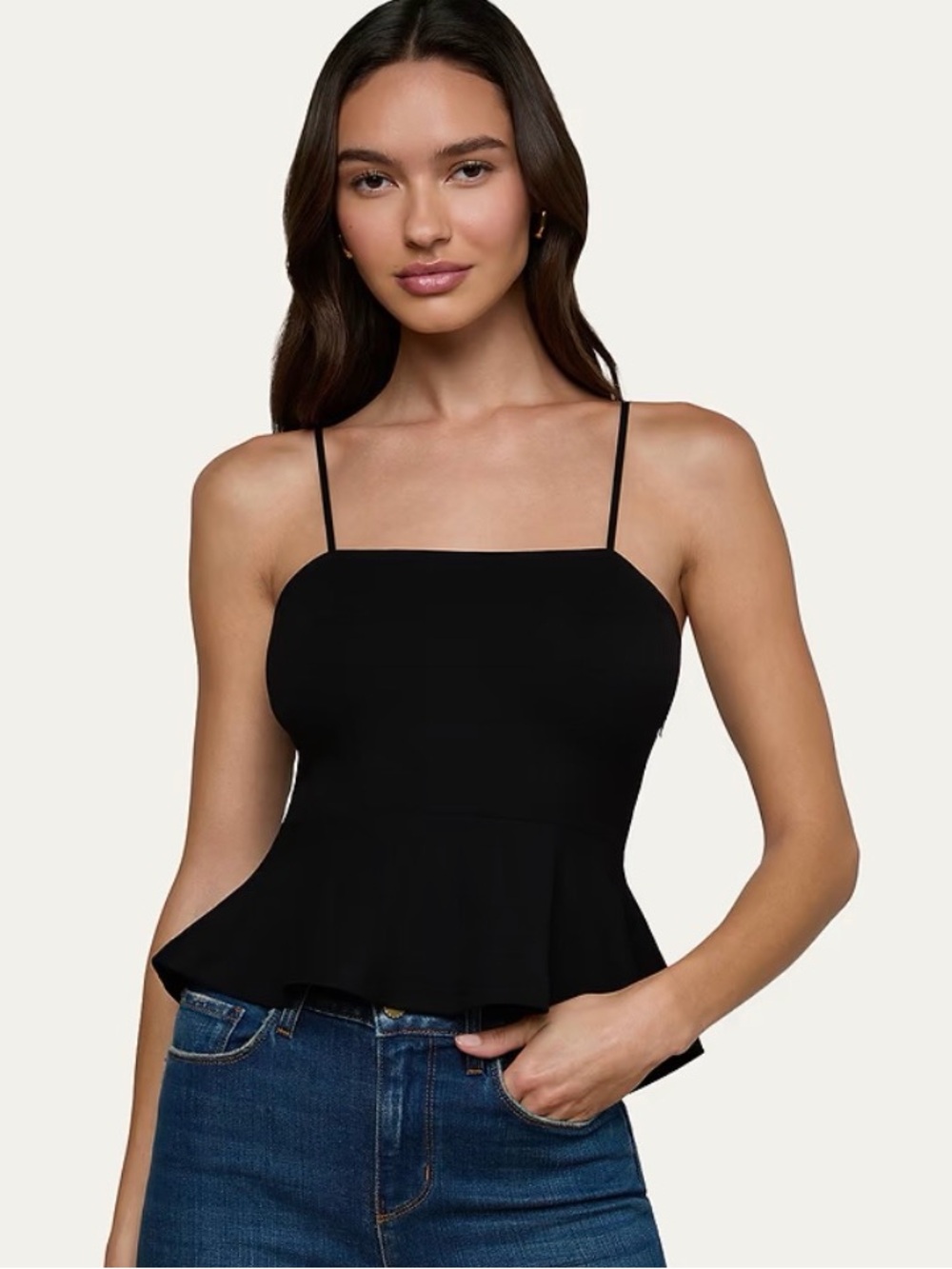NWT L’AGENCE Parisa Peplum Top Black XL MSRP $265